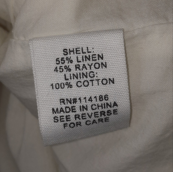 ADYSON PARKER Easy Tier Linen Dress Split Neck Cream Cottage Boho Prep XL 12 14 - Picture 9 of 10